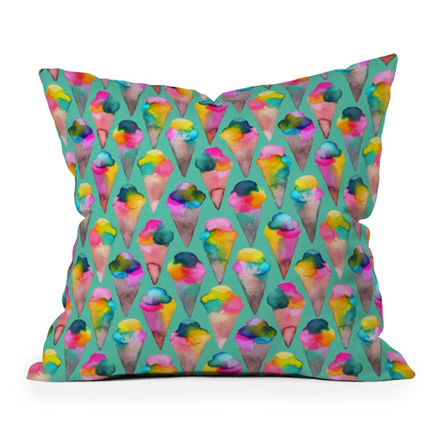 Ninola Design Cute Summer Sweet Ice Cream Cones Throw Pillow