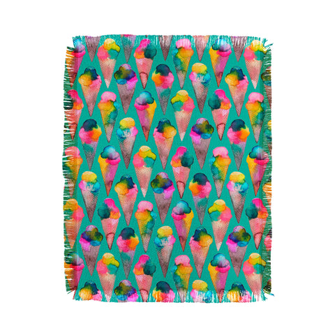 Ninola Design Cute Summer Sweet Ice Cream Cones Throw Blanket