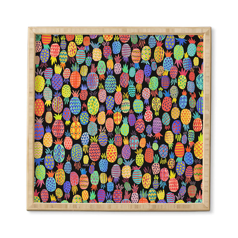 Ninola Design cute tropical pineapples black Framed Wall Art