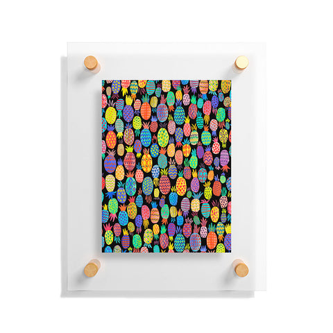 Ninola Design cute tropical pineapples black Floating Acrylic Print
