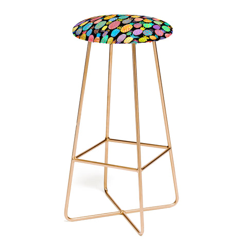 Ninola Design cute tropical pineapples black Bar Stool
