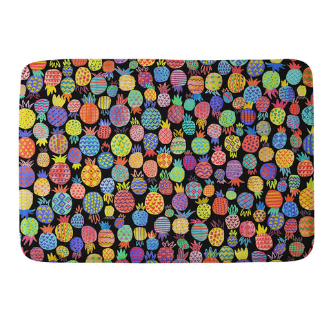 Ninola Design cute tropical pineapples black Memory Foam Bath Mat