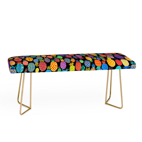Ninola Design cute tropical pineapples black Bench