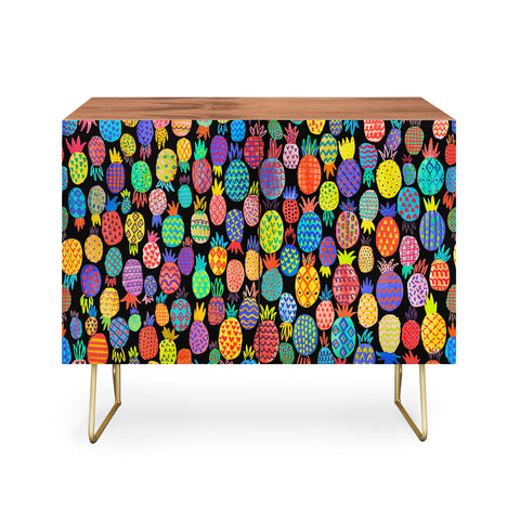 Ninola Design cute tropical pineapples black Credenza