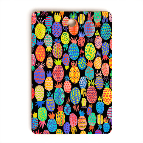 Ninola Design cute tropical pineapples black Cutting Board Rectangle