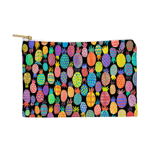 Ninola Design cute tropical pineapples black Pouch