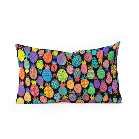 Ninola Design cute tropical pineapples black Oblong Throw Pillow