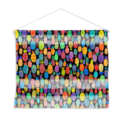 Ninola Design cute tropical pineapples black Wall Hanging Landscape