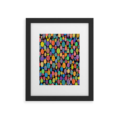 Ninola Design cute tropical pineapples black Framed Art Print