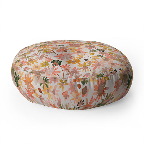 Ninola Design Daisies Countryside Coral Floor Pillow Round