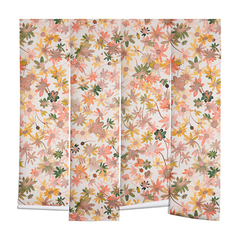 Ninola Design Daisies Countryside Coral Wall Mural