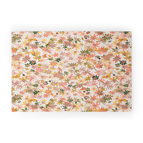 Ninola Design Daisies Countryside Coral Welcome Mat