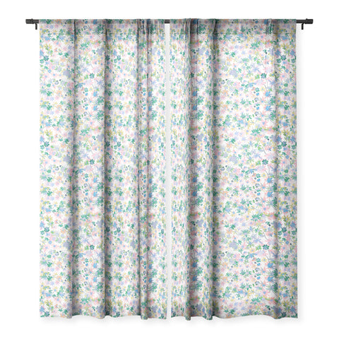 Ninola Design Daisies Spring blooms Sheer Window Curtain