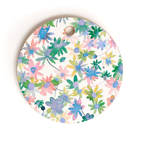 Ninola Design Daisies Spring blooms Cutting Board Round