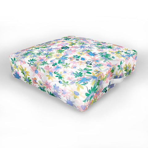 Ninola Design Daisies Spring blooms Outdoor Floor Cushion