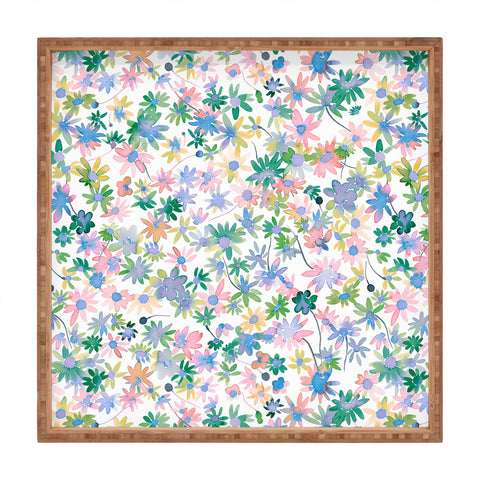 Ninola Design Daisies Spring blooms Square Tray