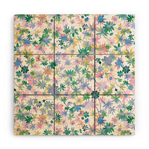 Ninola Design Daisies Spring blooms Wood Wall Mural