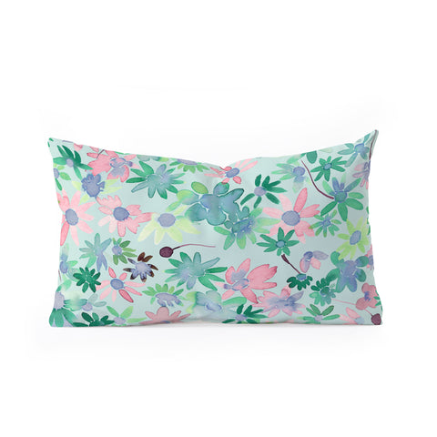 Ninola Design Daisies Spring Green Oblong Throw Pillow