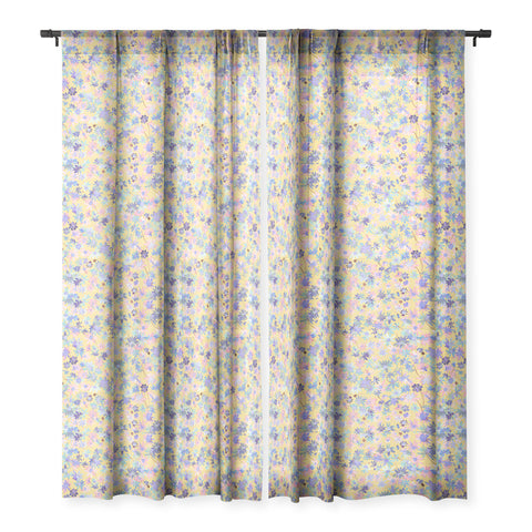 Ninola Design Daisies Spring Yellow Sheer Window Curtain