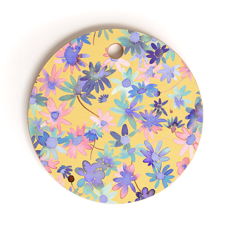 Ninola Design Daisies Spring Yellow Cutting Board Round