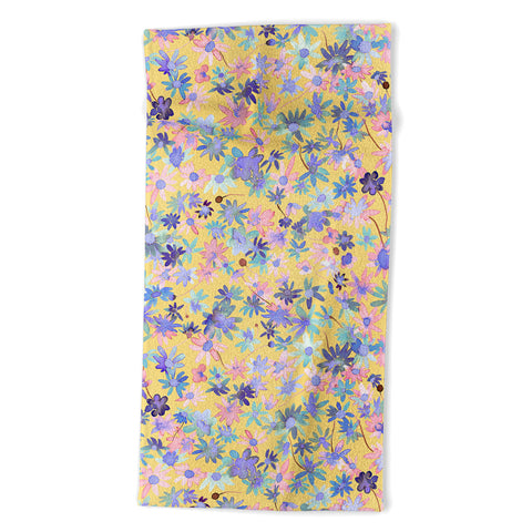 Ninola Design Daisies Spring Yellow Beach Towel