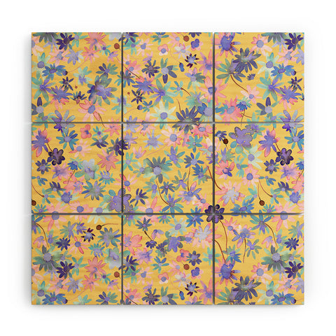 Ninola Design Daisies Spring Yellow Wood Wall Mural