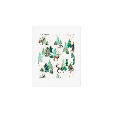 Ninola Design Deers and Christmas trees Art Print