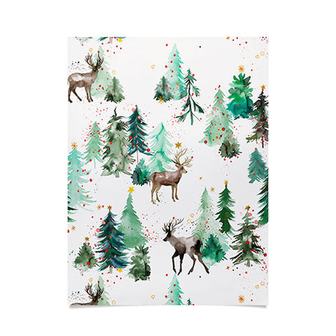 Ninola Design Deers and Christmas trees Poster