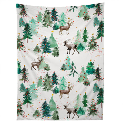 Ninola Design Deers and Christmas trees Tapestry