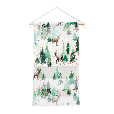 Ninola Design Deers and Christmas trees Wall Hanging Portrait