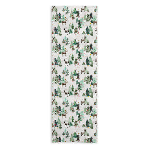 Ninola Design Deers and Christmas trees Yoga Towel
