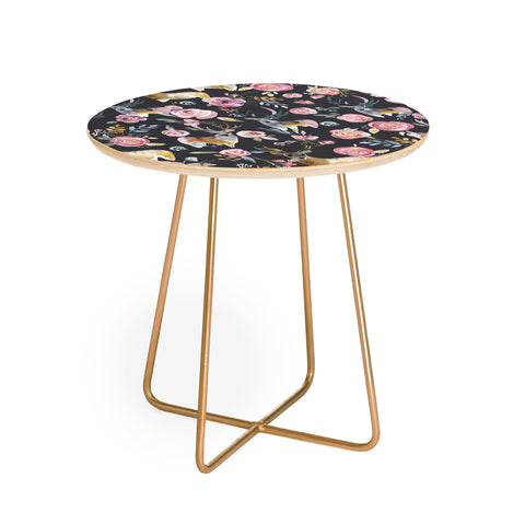 Ninola Design Deers and flowers Anthracite Round Side Table