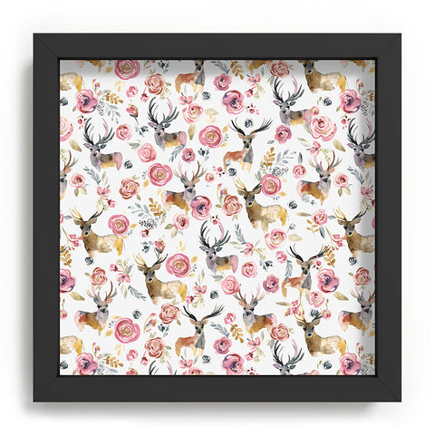Ninola Design Deers and flowers Rustic white Recessed Framing Square