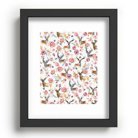 Ninola Design Deers and flowers Rustic white Recessed Framing Rectangle