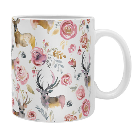 Ninola Design Deers and flowers Rustic white Coffee Mug