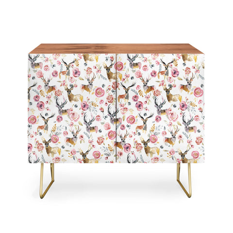 Ninola Design Deers and flowers Rustic white Credenza