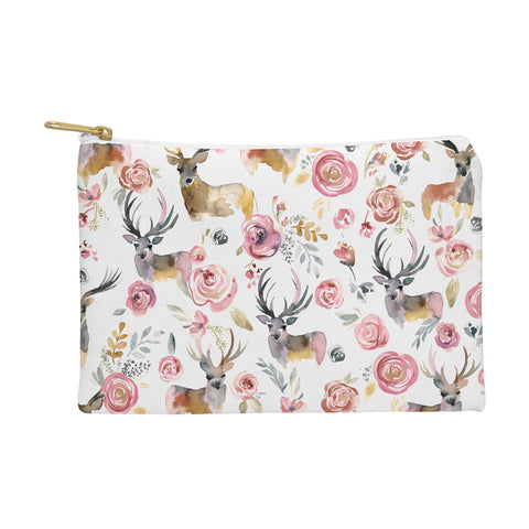 Ninola Design Deers and flowers Rustic white Pouch