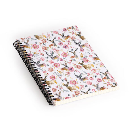 Ninola Design Deers and flowers Rustic white Spiral Notebook