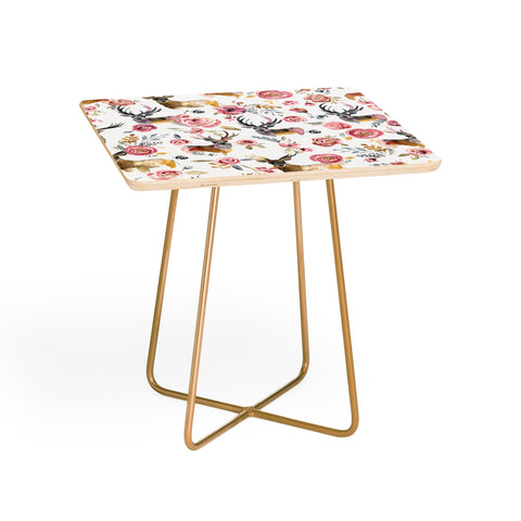 Ninola Design Deers and flowers Rustic white Side Table