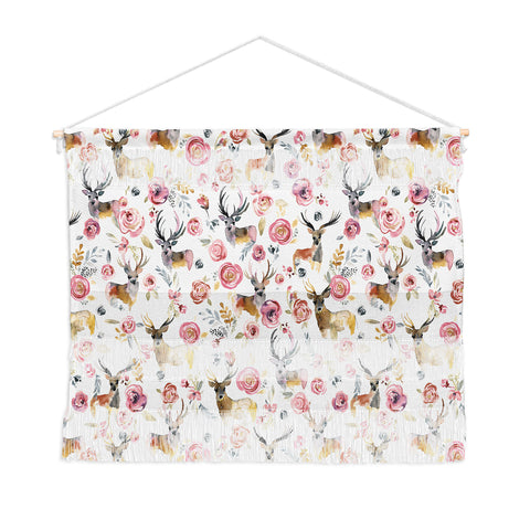 Ninola Design Deers and flowers Rustic white Wall Hanging Landscape