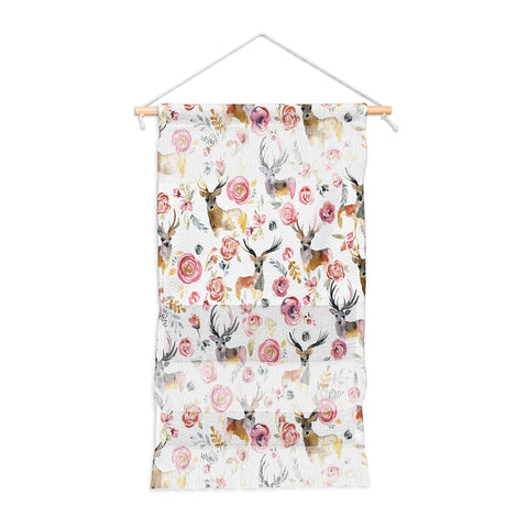 Ninola Design Deers and flowers Rustic white Wall Hanging Portrait