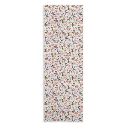 Ninola Design Deers and flowers Rustic white Yoga Towel