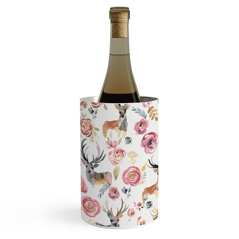 Ninola Design Deers and flowers Rustic white Wine Chiller