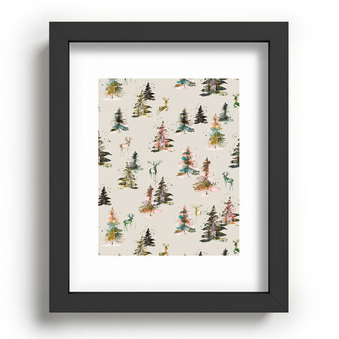 Ninola Design Deers and trees forest Beige Recessed Framing Rectangle