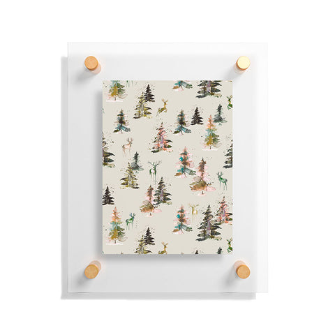 Ninola Design Deers and trees forest Beige Floating Acrylic Print