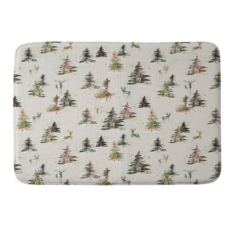 Ninola Design Deers and trees forest Beige Memory Foam Bath Mat