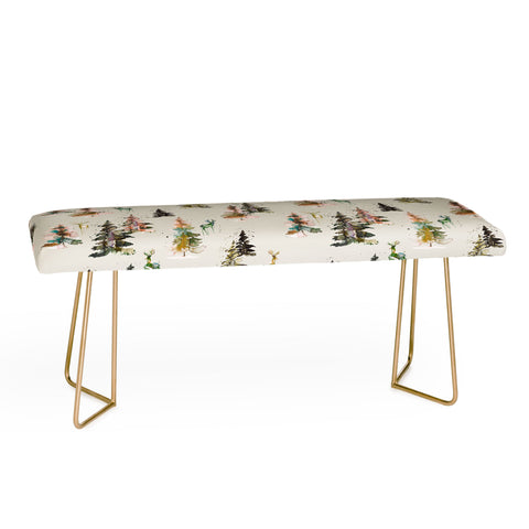 Ninola Design Deers and trees forest Beige Bench