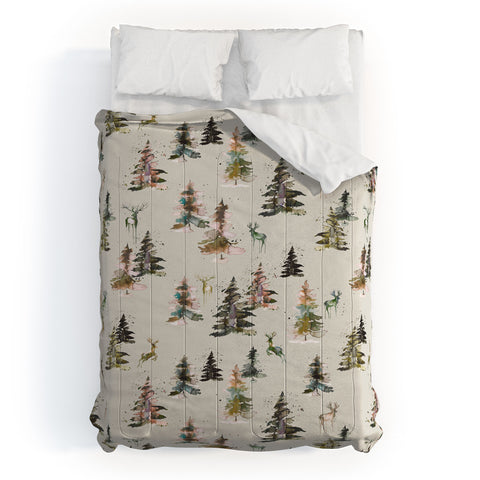 Ninola Design Deers and trees forest Beige Comforter