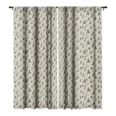 Ninola Design Deers and trees forest Beige Blackout Window Curtain