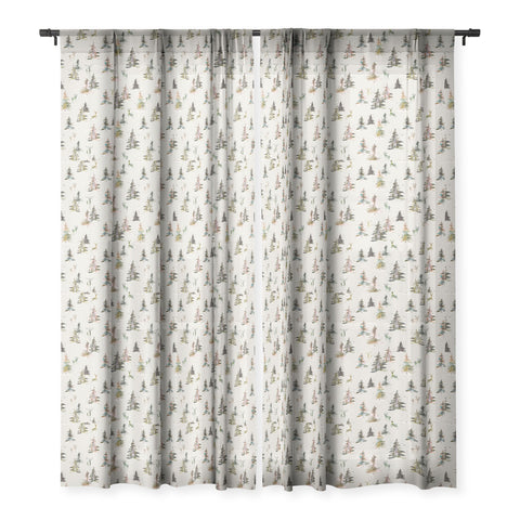 Ninola Design Deers and trees forest Beige Sheer Window Curtain